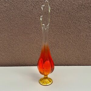 Viking Amberina 15.5” Swung Vase 6 Petal Mid Century Art Glass